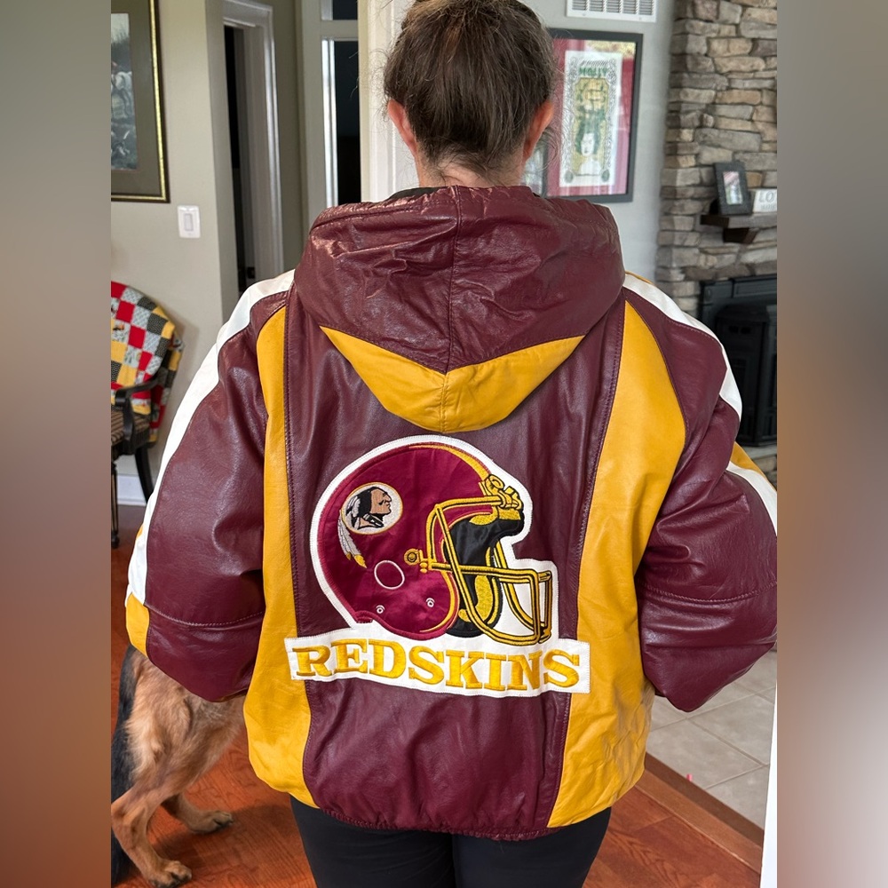 Vintage Retro Washington Redskins Leather Jacket Embroidered 70’s 80’s Size XL